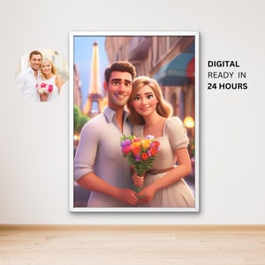 Custom Pixar Portrait, Couple Cartoon Portrait, Personalized Cartoon Drawing, Cartoon Portrait from Photo Gift, Pixar Character