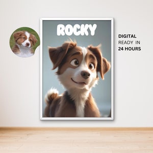 Custom Cartoon Pet Portrait, Animal Pixar Portrait, Custom Digital Art, Pixar Custom Art, Pixar Character, Personalized Pet Lover Gift