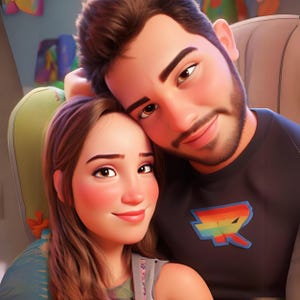 Couples Portraits, Custom Cartoon Pixar Style Portrait from Photo, Digital 3D Portrait, Become a Pixar Character, Valentine Day Couple Gift