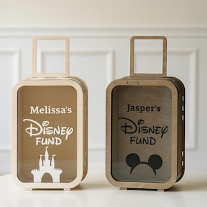 Alcancía personalizada para niños: hucha de madera personalizada, regalo para Navidad o cumpleaños, decoración para habitación infantil, fondo de viaje, hucha para niños.