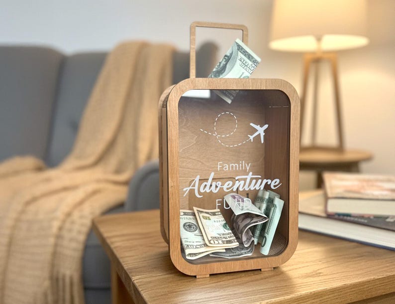 Adventure Fund, Money Box, Vacation Fund, Custom Wooden Piggy Bank, Unique gift for mom, Unique Birthday Gift, Gift for him- US Duty Free! image 13