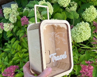 Tirelire en bois personnalisée Adventure Fund, tirelire voyage, décoration d'intérieur rustique, tirelire, cadeau d'anniversaire - hors taxes aux États-Unis !