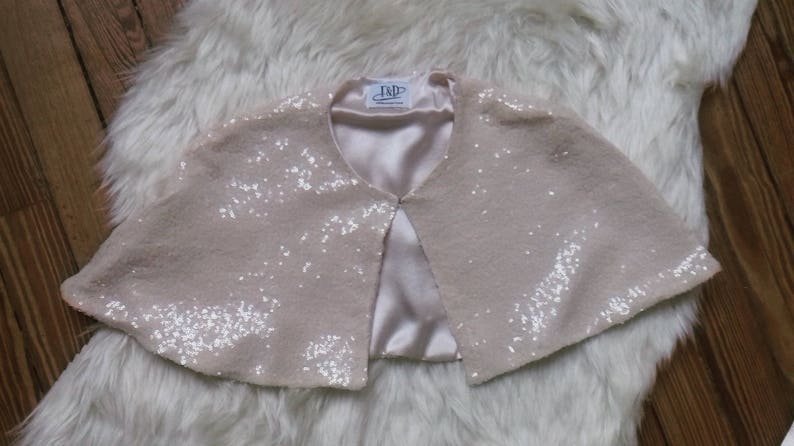 bridal cover up Blush sequin cape