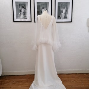 Ruffled tulle bridal cape image 3