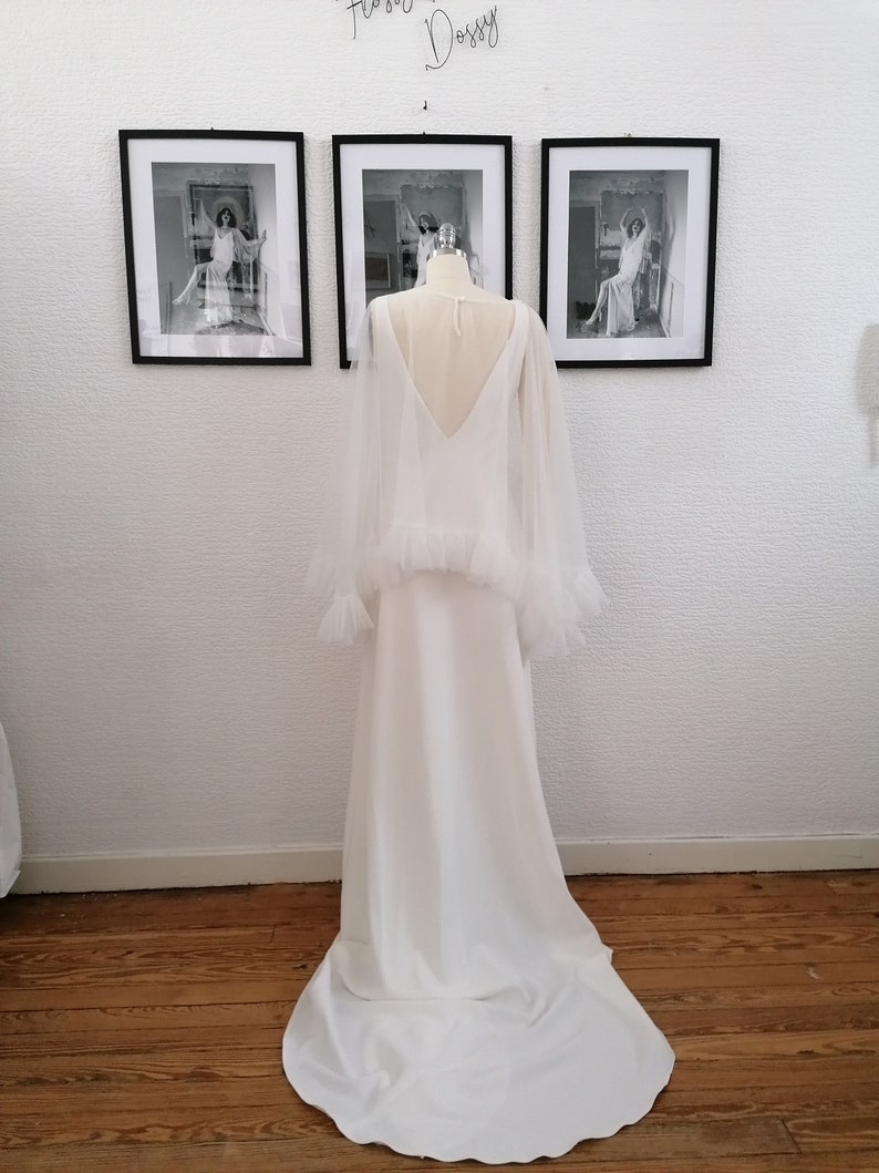 Ruffled tulle bridal cape image 3