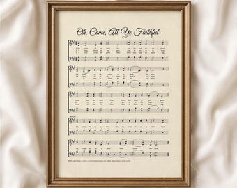 O Come All Ye Faithful Sheet Music, Christmas Hymn Printable, Christian Decor (Digital Download)