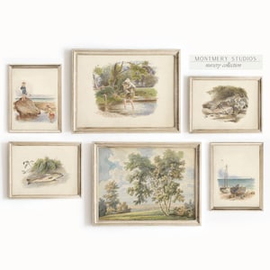 Vintage Nursery Art Prints Set of 8, Fishing Nursery Art, Father and Son Fishing Print, Fisherman Nursery Decor, Boys Room Art Print, S055