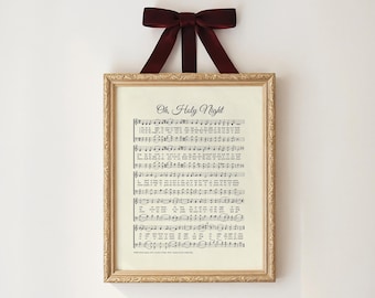 Oh Holy Night (Impresión vertical), Partitura de Oh Holy Night, Arte imprimible de himno navideño