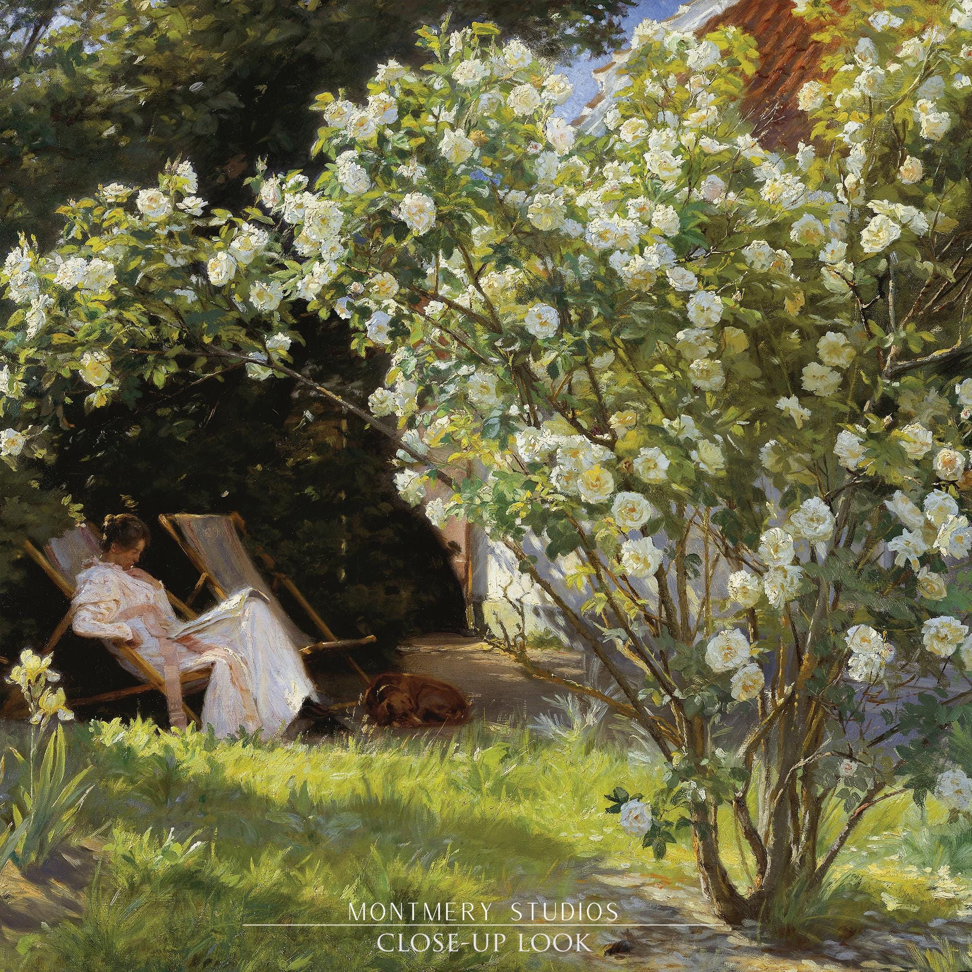 Spring Rose Garden Print, P.S. Krøyer Roses, Vintage French