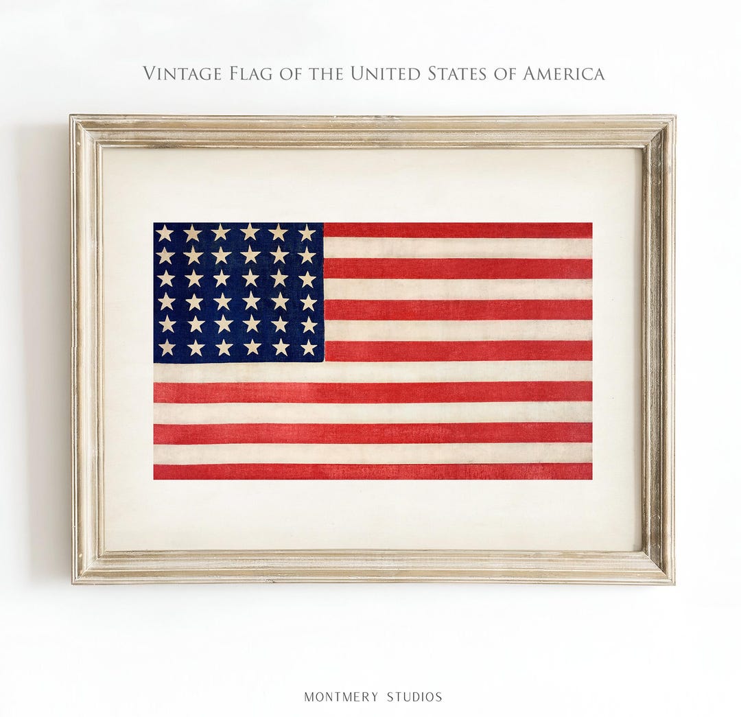 Vintage American Flag Wall Art, 4th of July Decor, Patriotic Americana ...