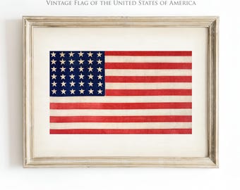 Vintage American Flag Wall Art, 4th of July Decor, Independence Day Print, USA Flag, Americana Wall Art, Historic Patriotic Printable, PA1