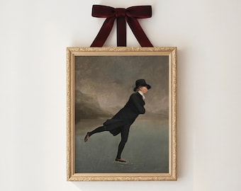 The Skating Minister Print, Vintage Ice Skating on Pond Printable, Frozen Lake Winter Skaters Art, Victorian Ice Skating Digital Art, W151