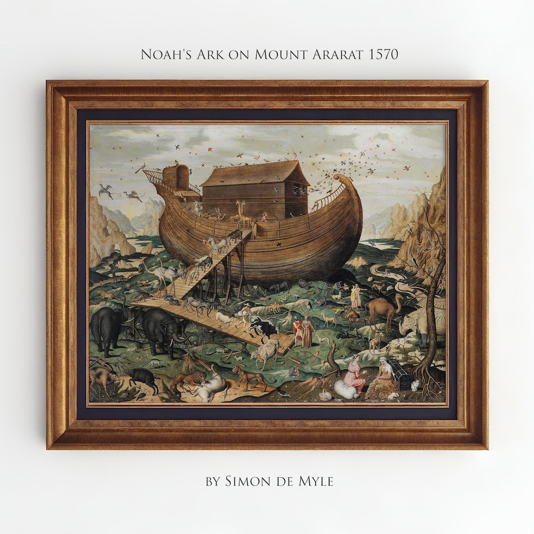 Noah’s Ark Print, Vintage Christian Wall Art, Christian Nursery Decor ...