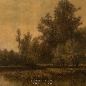Moody landscape print, vintage muted swamp scenery, rustic country wall art, antique lake view, vintage marsh print for nursery, fall landscape decor, dark toned fall scenery, vintage country gallery art, moody fall art for home, muted countryside landscape, autumn nature decor, dark moody print for rustic interiors, vintage outdoor scenery for walls