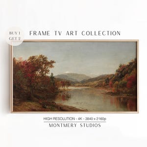 Moody Fall Frame TV Art, Autumn Landscape Painting, Rustic Country Forest Screensaver, Thanksgiving Holiday Decor, Digital Download, FA1