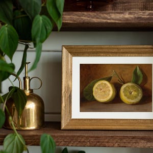 Lemons still life art print, vintage citrus painting, rustic kitchen fruit decor, classic still life artwork, country farmhouse wall art, yellow lemon print for dining room, traditional fruit painting, kitchen citrus wall decor, antique-style still life, elegant lemon artwork for home, timeless fruit illustration, rustic country kitchen print, cozy farmhouse lemon decor, still life citrus composition, vintage-inspired fruit wall art, classic kitchen painting with lemons.