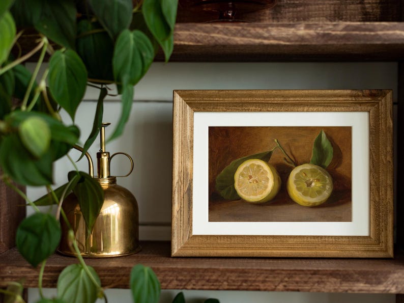 Lemons still life art print, vintage citrus painting, rustic kitchen fruit decor, classic still life artwork, country farmhouse wall art, yellow lemon print for dining room, traditional fruit painting, kitchen citrus wall decor, antique-style still life, elegant lemon artwork for home, timeless fruit illustration, rustic country kitchen print, cozy farmhouse lemon decor, still life citrus composition, vintage-inspired fruit wall art, classic kitchen painting with lemons.