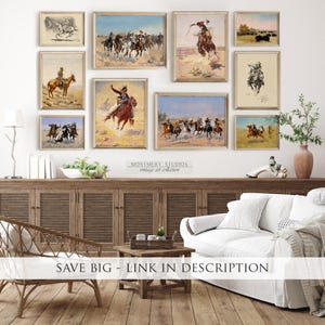 Western cowboy art set of 2 featuring vintage cowboy prints, rustic frontier scenes, and Old West horse riders. Perfect for Western home decor, farmhouse wall art, or Southwestern interiors. Antique cowboy artwork with a nostalgic Wild West feel, ideal for ranch-style homes, cowboy-themed rooms, or rustic lodge decor. Pioneer and frontier-inspired prints capturing the spirit of the American West, blending history, adventure, and classic Western aesthetics.