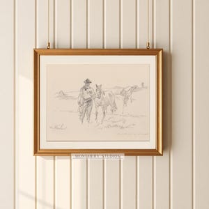 vintage Western art prints, 19th-century Native American life sketches by Walter Shirlaw, black and white frontier decor, cowboy prints, rustic home decor, historical art prints, Western wall art, pioneer art, antique sketches
