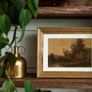Moody landscape print, vintage muted swamp scenery, rustic country wall art, antique lake view, vintage marsh print for nursery, fall landscape decor, dark toned fall scenery, vintage country gallery art, moody fall art for home, muted countryside landscape, autumn nature decor, dark moody print for rustic interiors, vintage outdoor scenery for walls