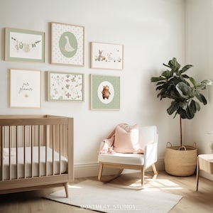 Sage Green Nursery Wall Art Set of 6, Kids Room Decor, Baby Boy Nursery ...