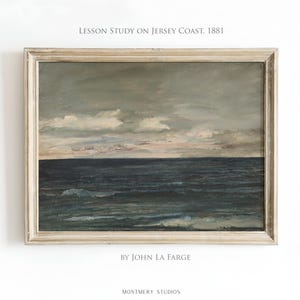 Vintage coastal art, muted ocean print, moody seascape painting for nursery. Antique seascape with navy blue hues and peaceful ocean view. Ideal for beach house decor or coastal nursery. Navy blue wall art with a serene maritime vibe, perfect for creating a calm and nautical atmosphere. Elegant, timeless artwork to complement any coastal or beach-themed interior.