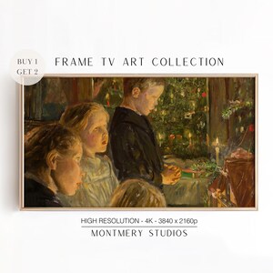 Christmas Frame TV Art, Vintage Christmas Tree Art for TV, Winter Frame TV Art, Seasonal Holiday Decor, Instant Download, W201