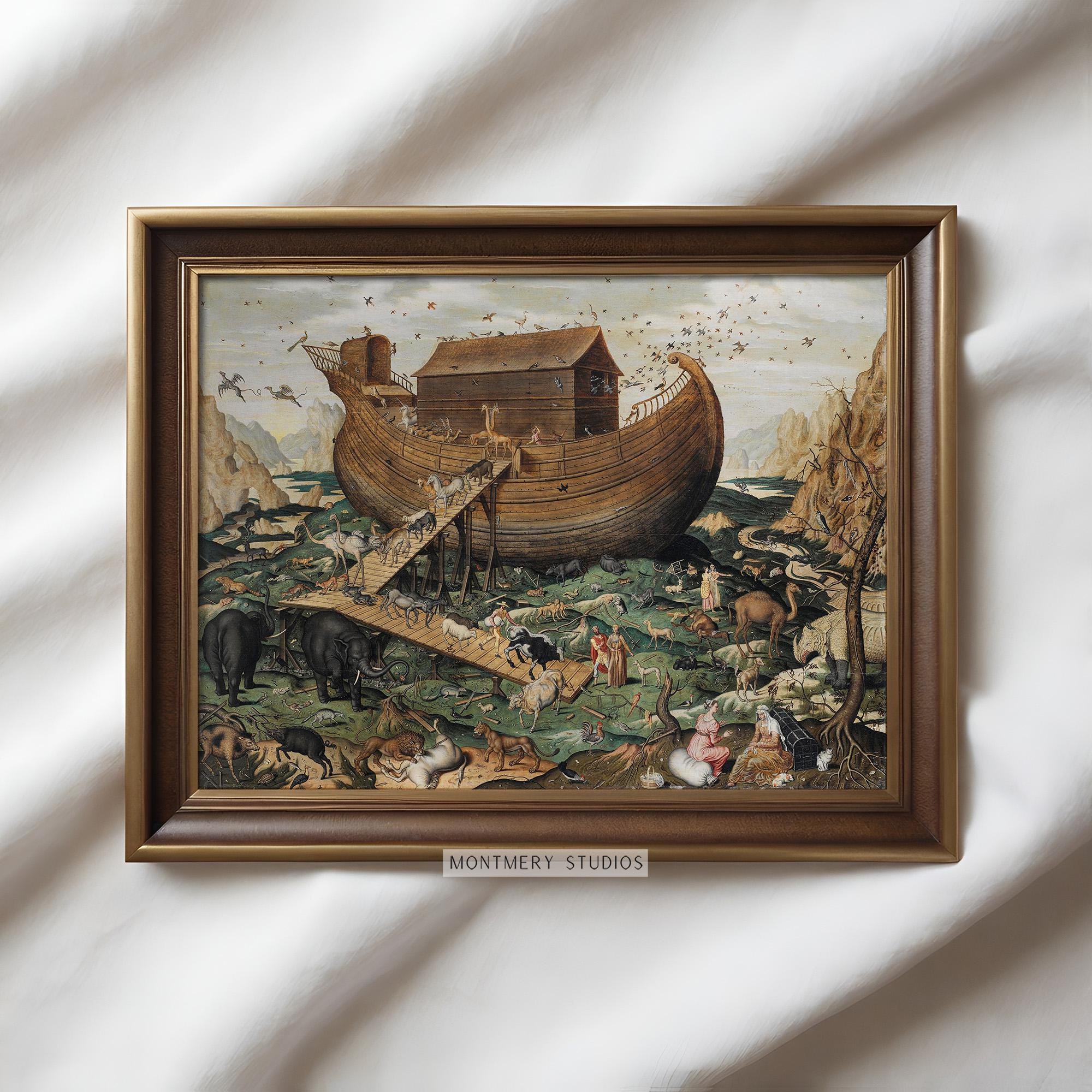 Noah's Ark Print, Vintage Christian Wall Art, Christian Nursery