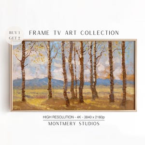 Autumn Trees Frame TV Art | Fall Landscape Painting | Rustic Country Forest TV Decor | Thanksgiving Screensaver | Digital Download, FA6