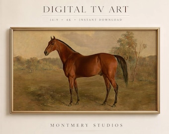 Vintage Horse Frame TV Art, Rustic Equestrian Artwork, Moody Farmhouse Horse Painting (Digital Download)