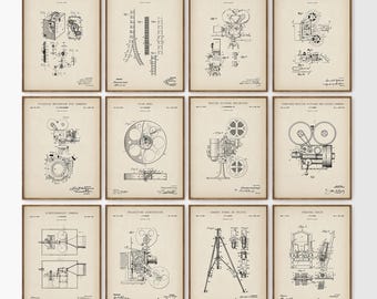 Vintage Cinematography Poster, Hollywood Decor, Movie Camera Patents, Filmmaking and Director Gift, Cinema, Home Theater, Studio Decor, PS41