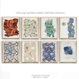 William Morris Prints Set of 8, Victorian Fabric Patterns, Art Nouveau Poster, Victorian Textile Wall Art, Digital Tapestry Artworks, S057