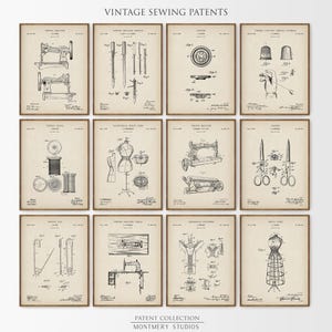 Vintage Nähpatente, Nähmaschine Drucke, Vintage Nähwerkzeuge, Nähzimmer Dekor, Schneider Geschenke, Näherin Geschenk, Quilter Geschenk, PS28