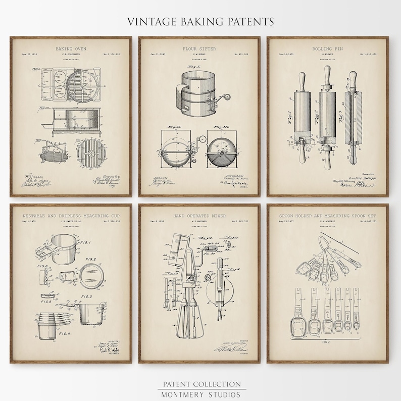 20+ Vintage Baking Prints, Baking Patents, Vintage Bakery Decor, Baker ...