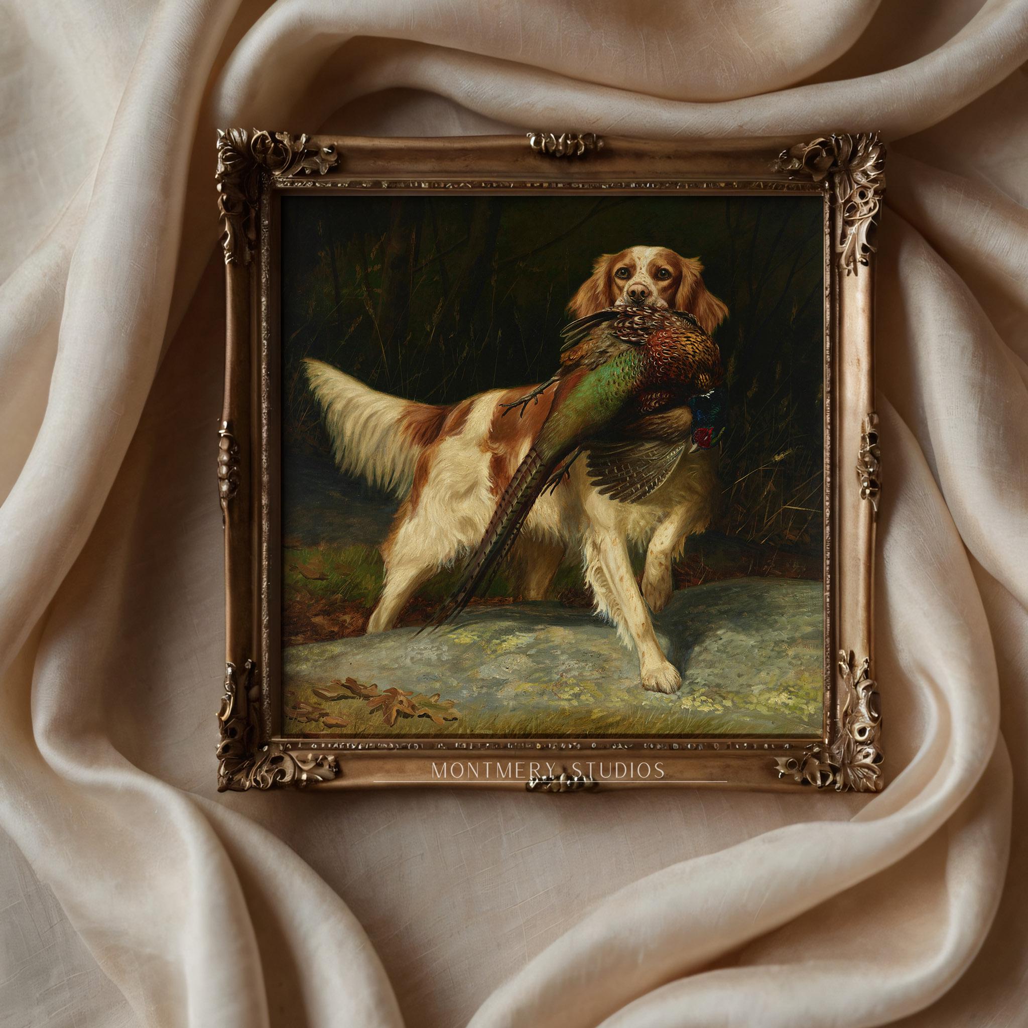 English Springer Spaniel With Pheasant, Hunting Dog Wall Art, American ...