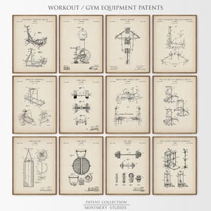 Vintage Workout Equipment Patents, Gym Patent Artwork, Gym Decor, Bodybuilding Poster, Powerlifting Gifts, Home Gym Exercise Poster, PS52