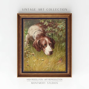 Hunting Pointer Dog Wall Art, Pointing Dog Prints, English Pointer Nursery Art, Dog Portrait by Carl Reichert, Cabin and Lodge Decor, AN52