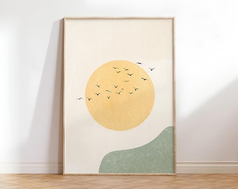 Arte mural japonés, impresión artística verde salvia, impresión digital minimalista, arte mural wabi sabi, decoración moderna neutra para el hogar, arte imprimible descargable