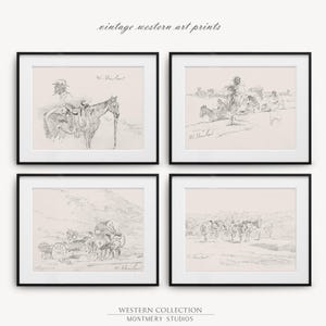 vintage Western art prints, 19th-century Native American life sketches by Walter Shirlaw, black and white frontier decor, cowboy prints, rustic home decor, historical art prints, Western wall art, pioneer art, antique sketches