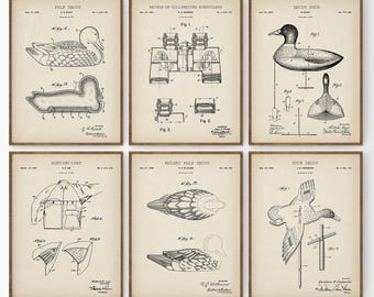 Duck Decoy Patent Prints, Mallard Hunting Lodge Decor, Rustic Cabin Art, Man Cave Hunting Equipment, Duck Hunt Prints, Digital Download, PS2