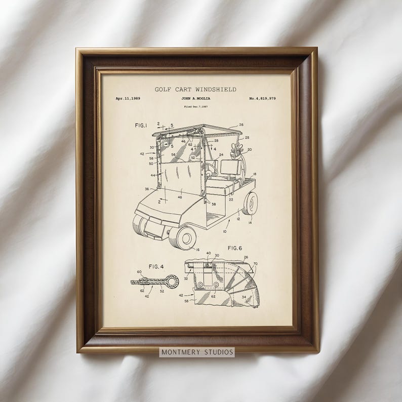 vintage golf patent prints, featuring golf clubs, golf balls, golf tees, golf carts, golf caddy bags, golf shoes, and gloves. Perfect for man cave decor, golf lovers, office, or sports room. blueprint golf wall art for enthusiasts and collectors