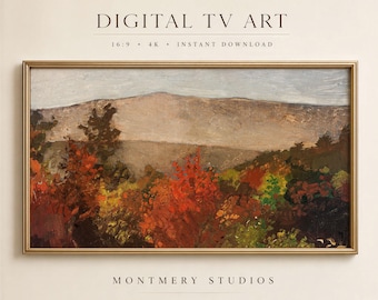 Autumn Landscape Frame TV Art, Golden Fall Trees, Rustic Country Forest Screensaver (Digital Download)