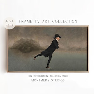 Winter Frame TV Art | Man on Ice | The Skating Minister | Vintage Christmas Art Download | W151