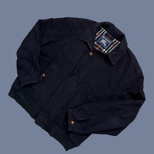 Vintage Burberrys Black Jacket - Quilted Bomber Coat - Nova Check Lining - Men&#39;s Medium - 90s Designer Outerwear