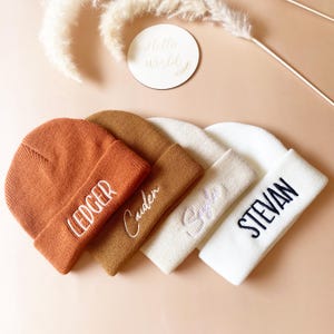 Embroidered Name Baby Adult Beanie Hat, Personalized Hat, Kids Name Hat, Unisex Toddler Hat, Newborn Hat, Baby Shower Gift, Christmas Kids