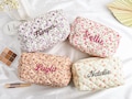 Personalized Floral Embroidered Makeup Bag, Large Capacity Cosmetic Bag, Bridesmaid Gifts, Mothers Day Gift, Makeup Organizer