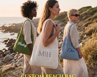 Gepersonaliseerde strandtas, geborduurde draagtas, strandtas, aangepaste draagtassen, aangepaste luiertas, aangepaste draagtas, gewatteerde draagtas, cadeaus voor tieners