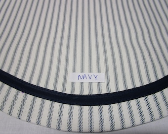 Modern Farmhouse Choice Black or Navy on White Background Striped Ticking Scalloped Lined Valance With Matching Trim  Made To Your Width