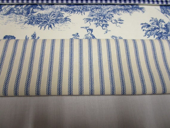 BLUE/IVORY~WAVERLY CHARMED LIFE CORNFLOWER TOILE W/CK STRAIGHT Valance CURTAINS! 