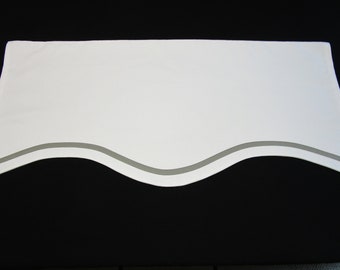 NEW RED TRIM Modern Farmhouse White Scalloped Lined Valance With Choice of Trim Color or No Trim Made To Your Width